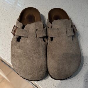 Birkenstock Gray Suede Mules